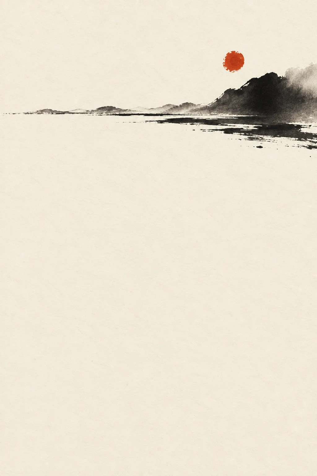 A single horizon line set very high in the field in white, stone; portrait artwork.