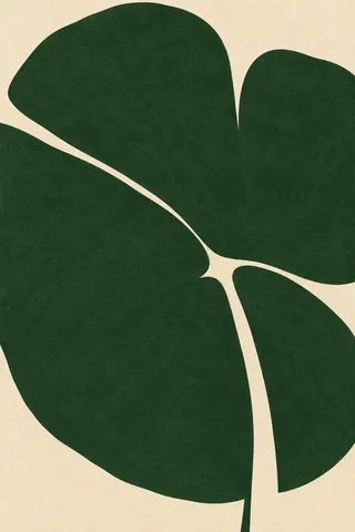 A lotus leaf from above in forest green, cream, taupe; portrait artwork.