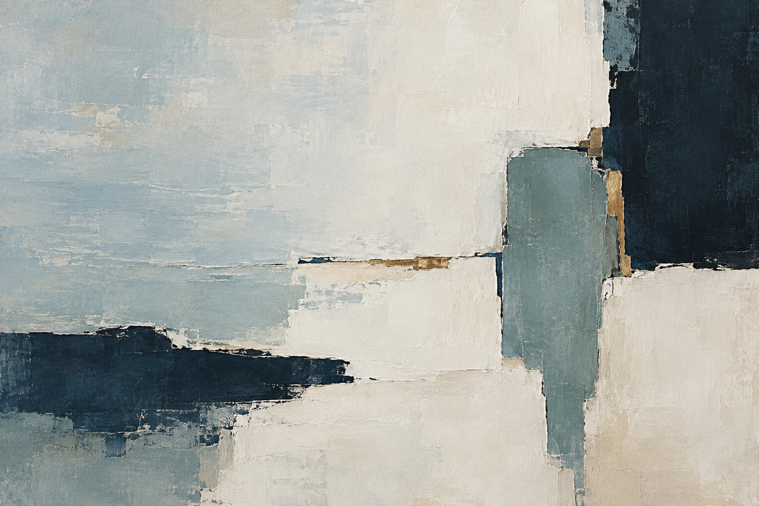 A torn edge revealing a darker layer beneath in cream, stone, black, gray; landscape artwork.