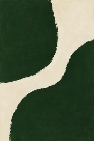 A torn edge revealing a darker layer beneath in forest green, black, cream; portrait artwork.