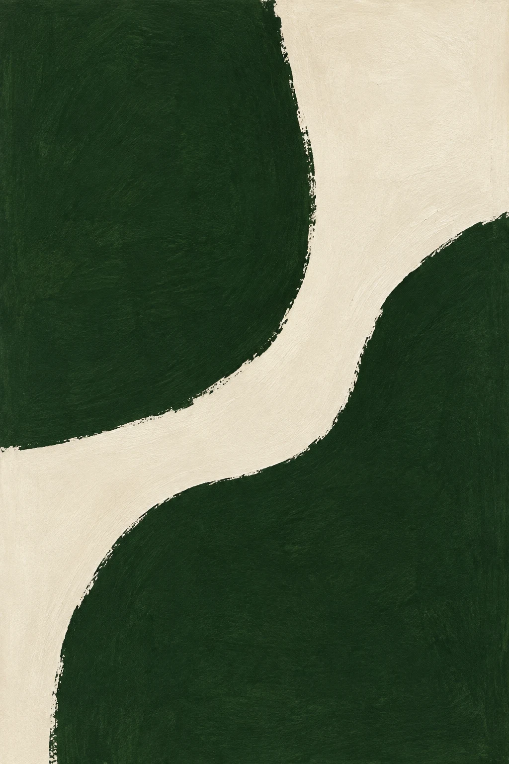 A torn edge revealing a darker layer beneath in forest green, black, cream; portrait artwork.