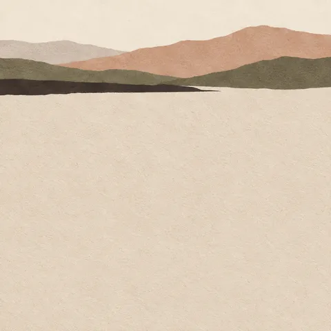 A single horizon line set very high in the field in cream, taupe; square artwork.