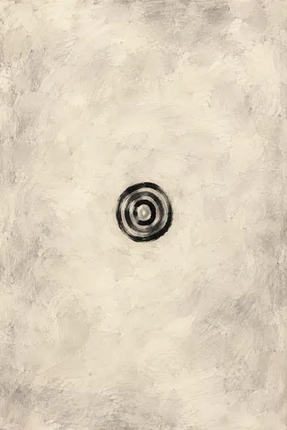 Concentric soft rings, uneven in cream, stone; portrait artwork.