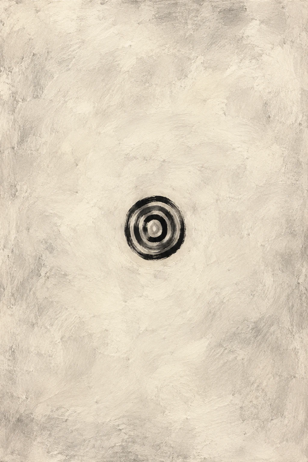 Concentric soft rings, uneven in cream, stone; portrait artwork.