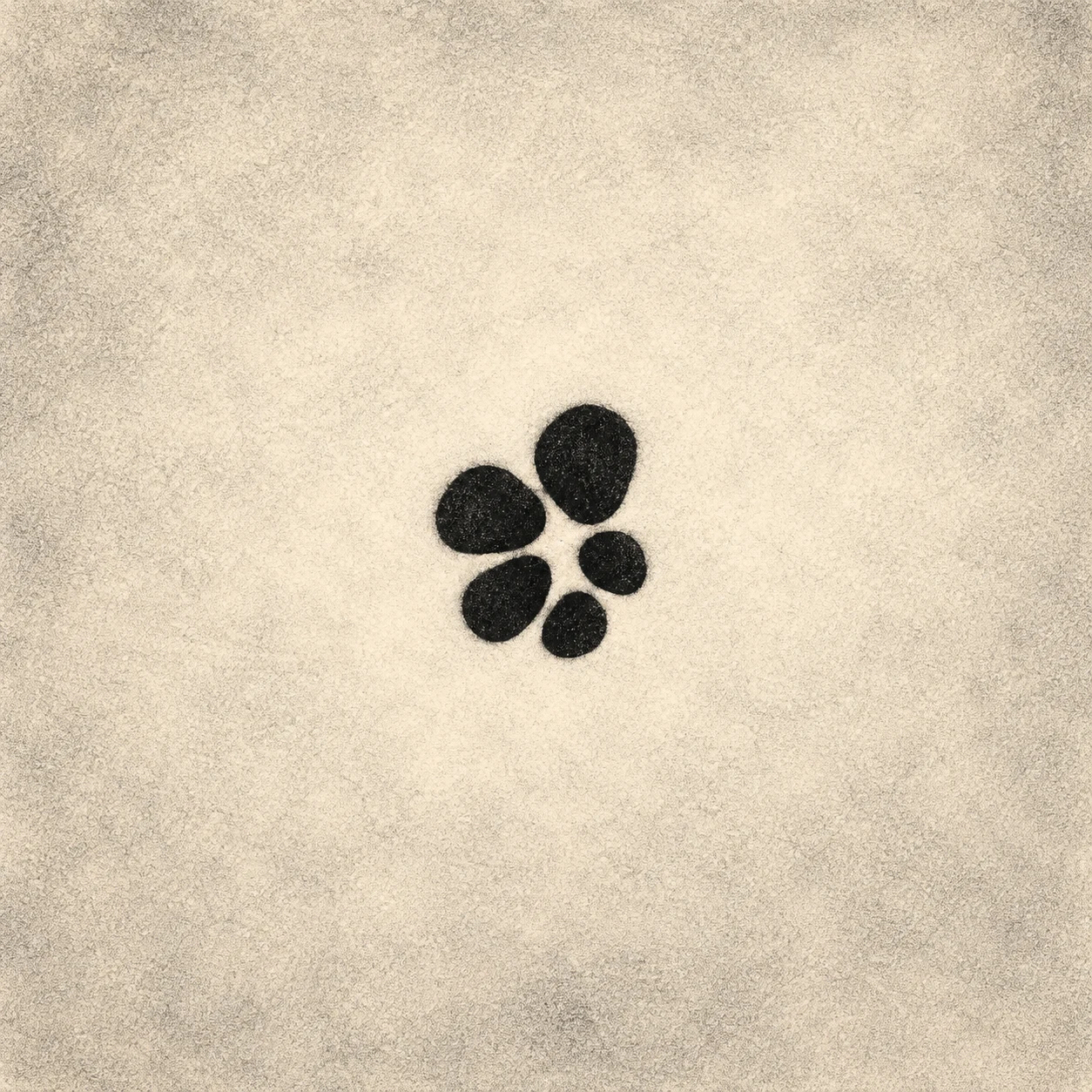 A cluster of five soft pebble shapes in cream, stone; square artwork.