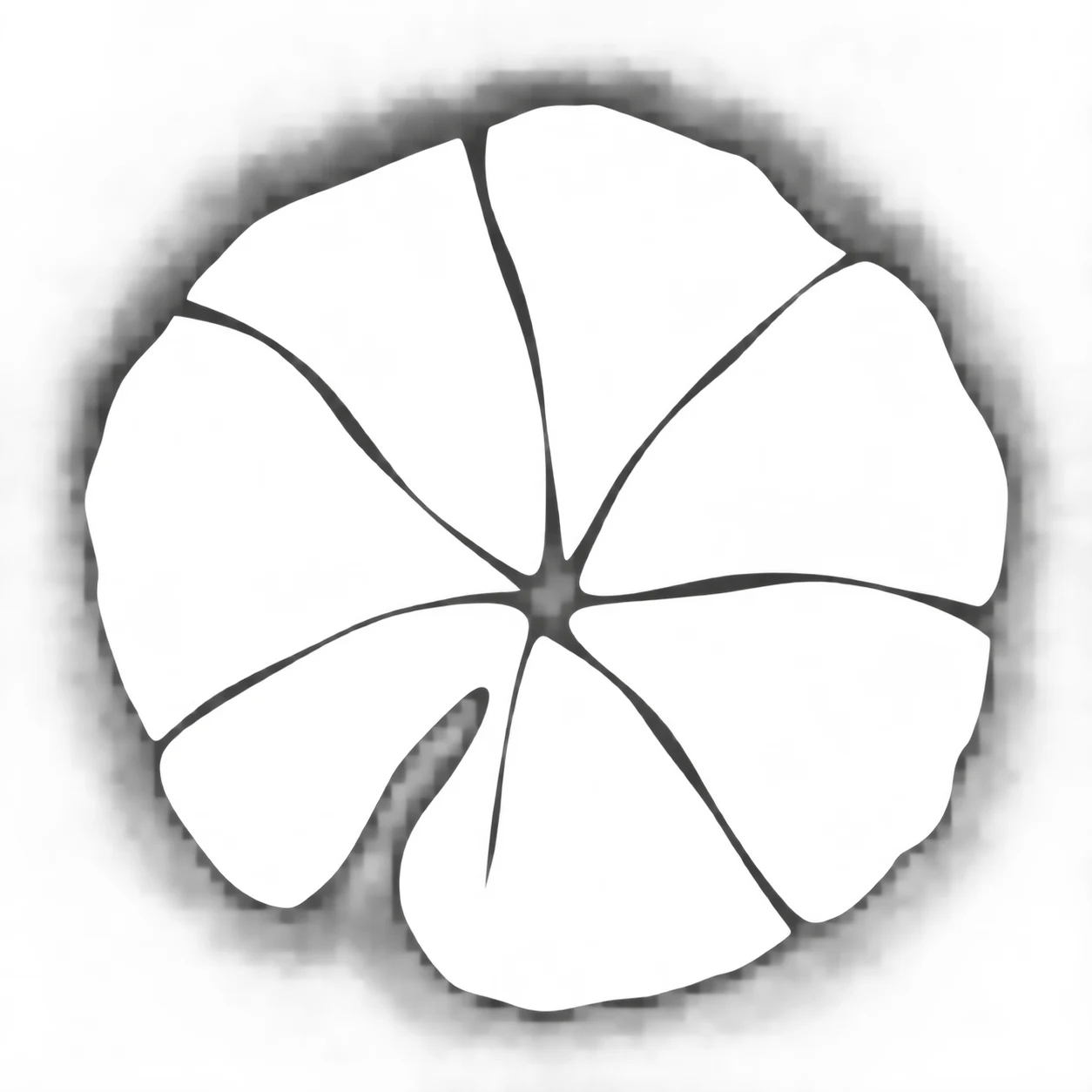 A lotus leaf from above in white, cream, gray; square artwork.