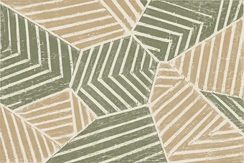 A honeycomb fragment in cream, sand, stone, sage; landscape artwork.