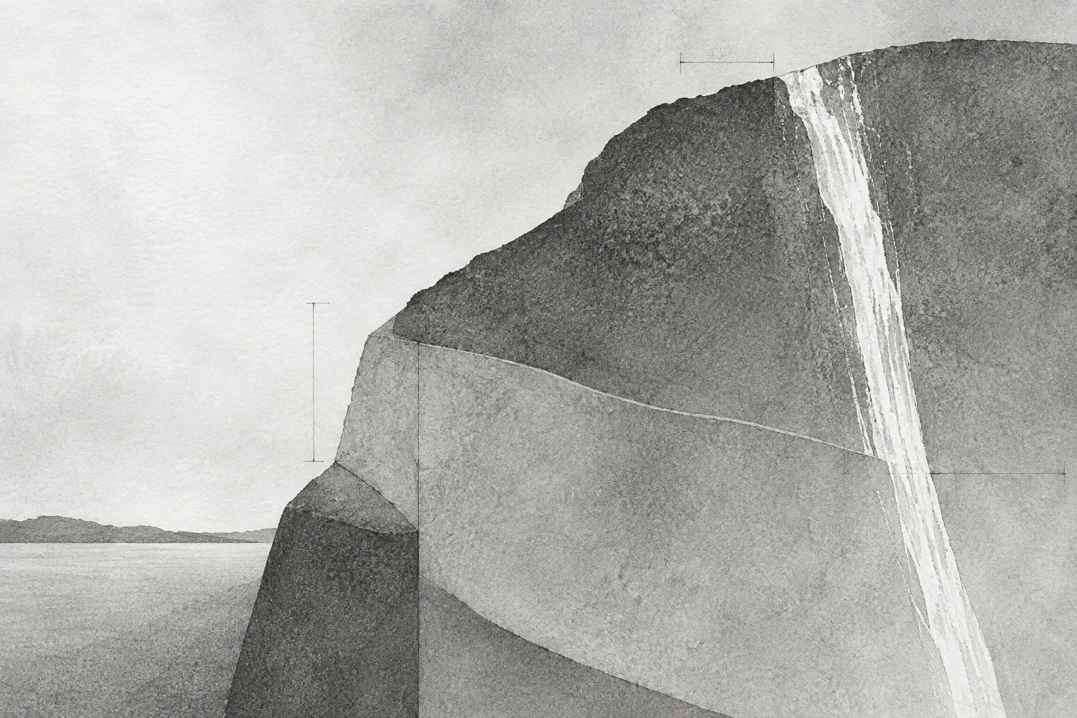 A stone with one white vein in stone, gray, cream, white; landscape artwork.