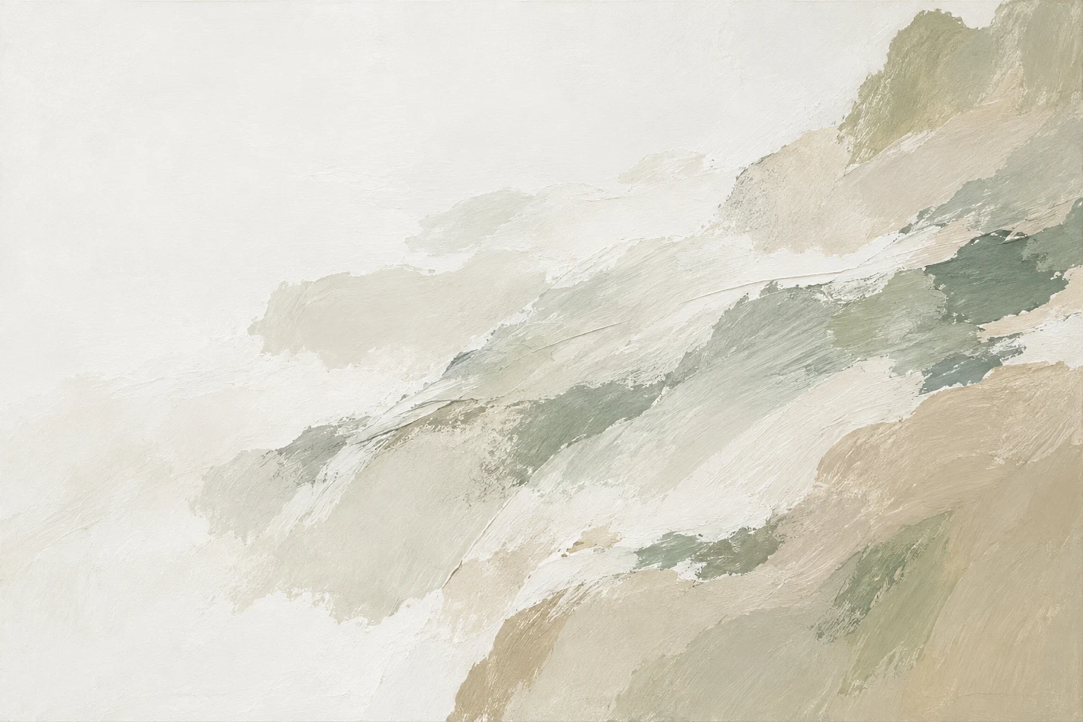 Long slow swells with no shore in white, cream, stone, sand; landscape artwork.
