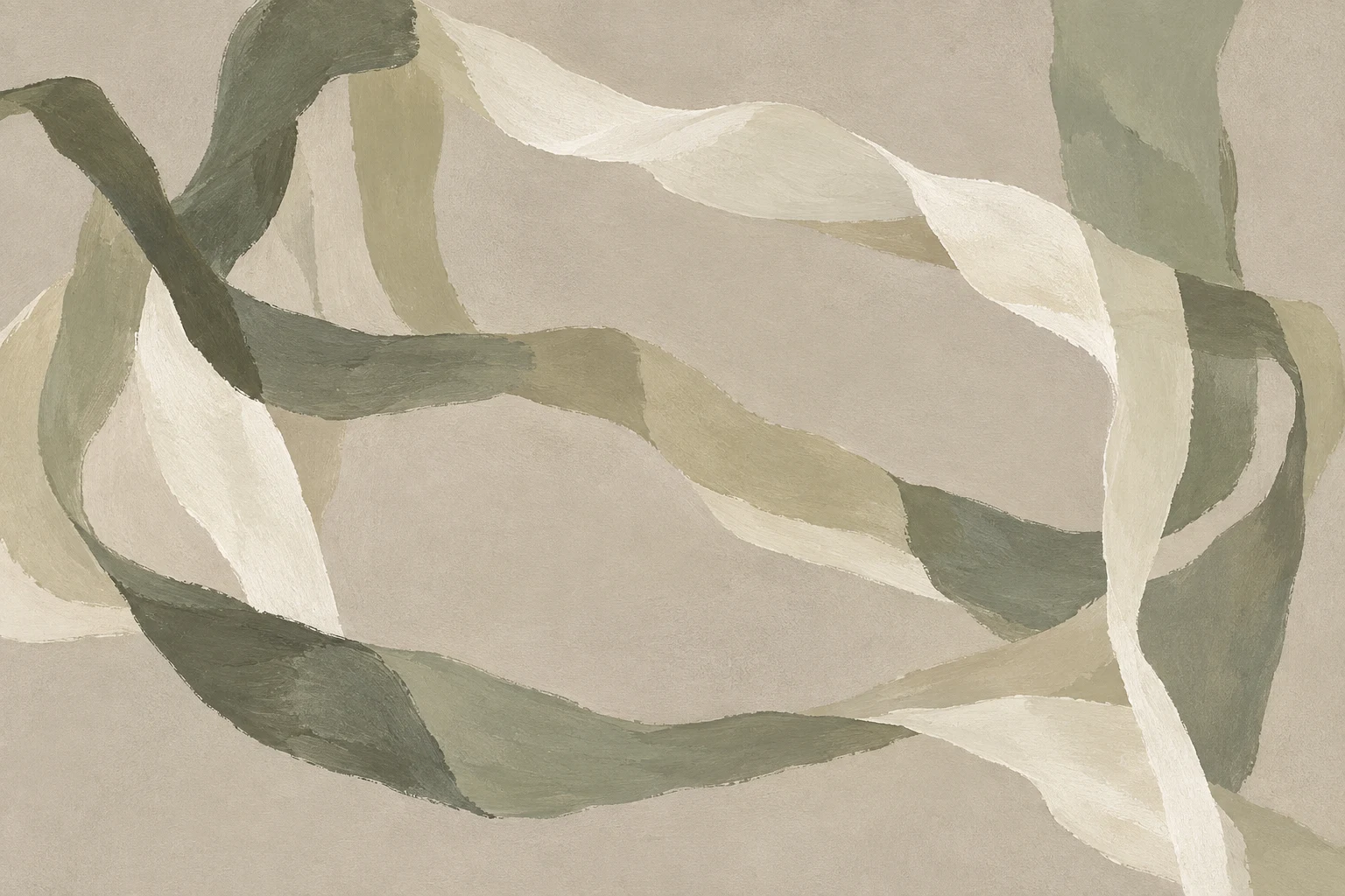 Wet sand ribbons after the tide in stone, sage, cream, taupe; landscape artwork.