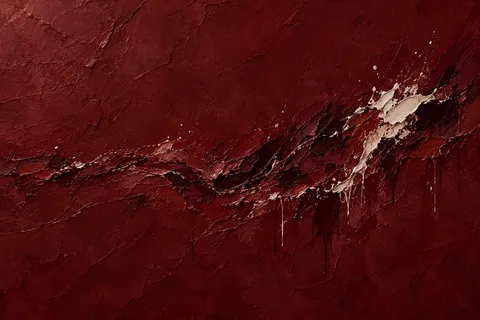 A slow wave line across the middle in burgundy, black; landscape artwork.