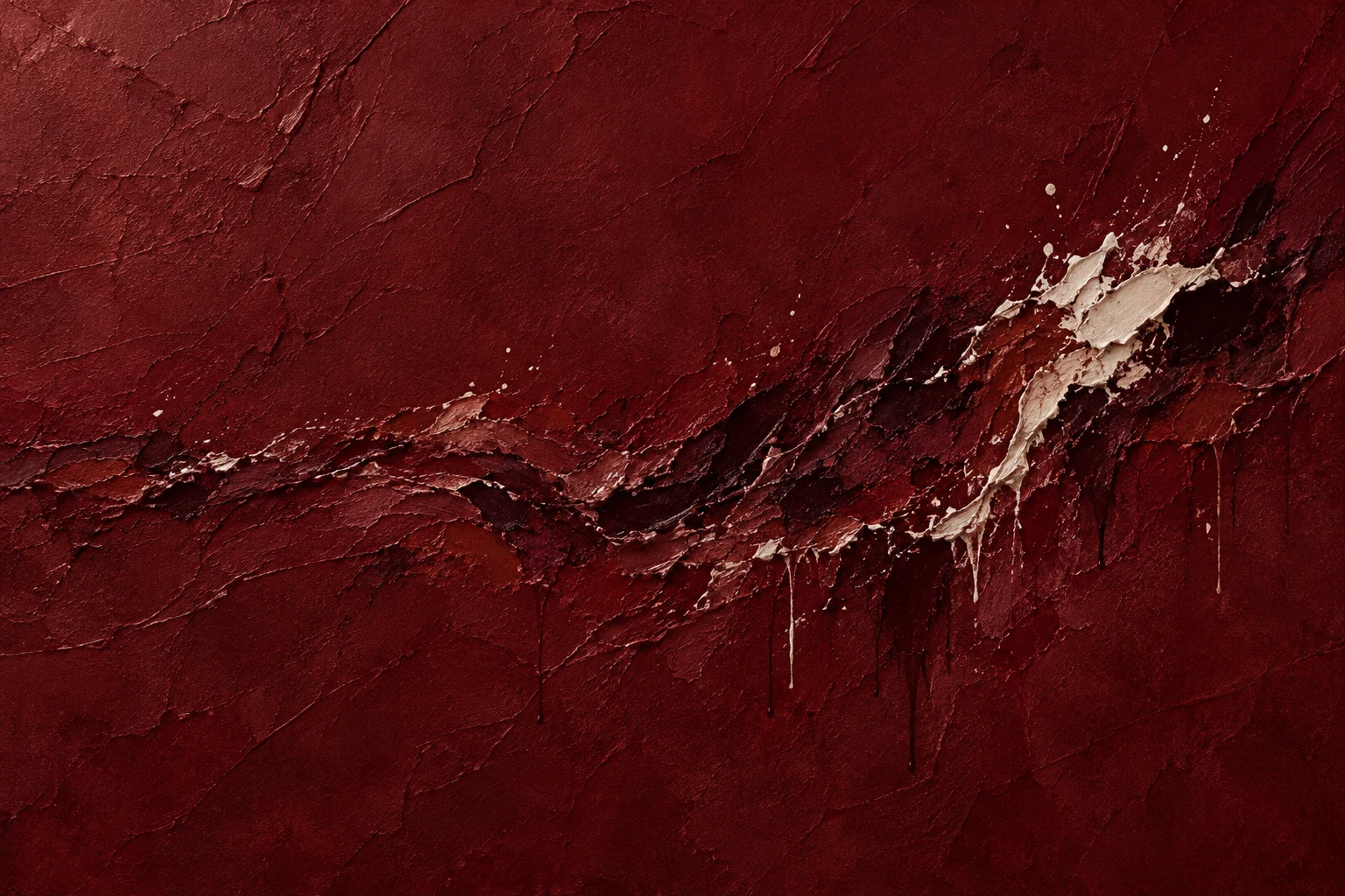 A slow wave line across the middle in burgundy, black; landscape artwork.