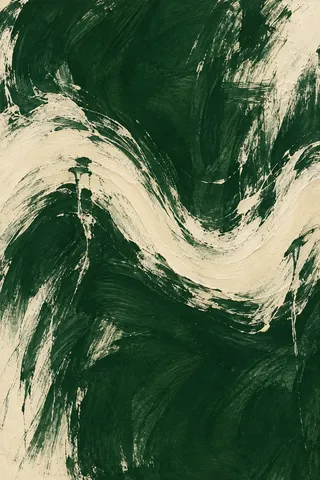 A slow wave line across the middle in forest green, cream, olive, stone; portrait artwork.