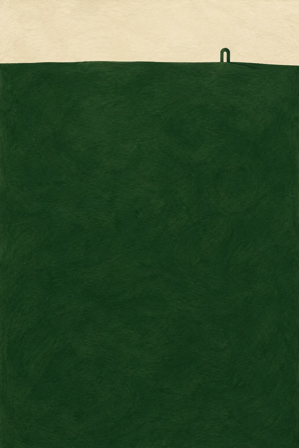 An arch and its shadow in forest green, stone; portrait artwork.
