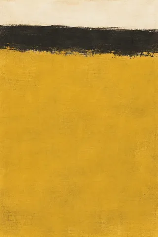 A wide band with a frayed lower edge in yellow, sand, orange, cream; portrait artwork.