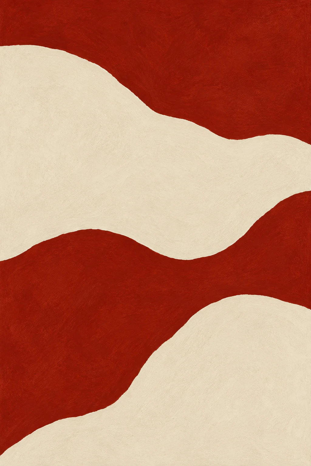 A torn-paper horizon in three bands in cream, rust; portrait artwork.