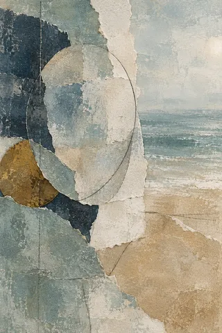 An oval relief on a rough ground in stone, gray, cream, sand; portrait artwork.