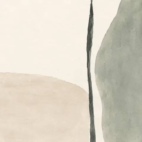 A single vertical scored line, slightly off-vertical in white, cream, stone, gray; square artwork.