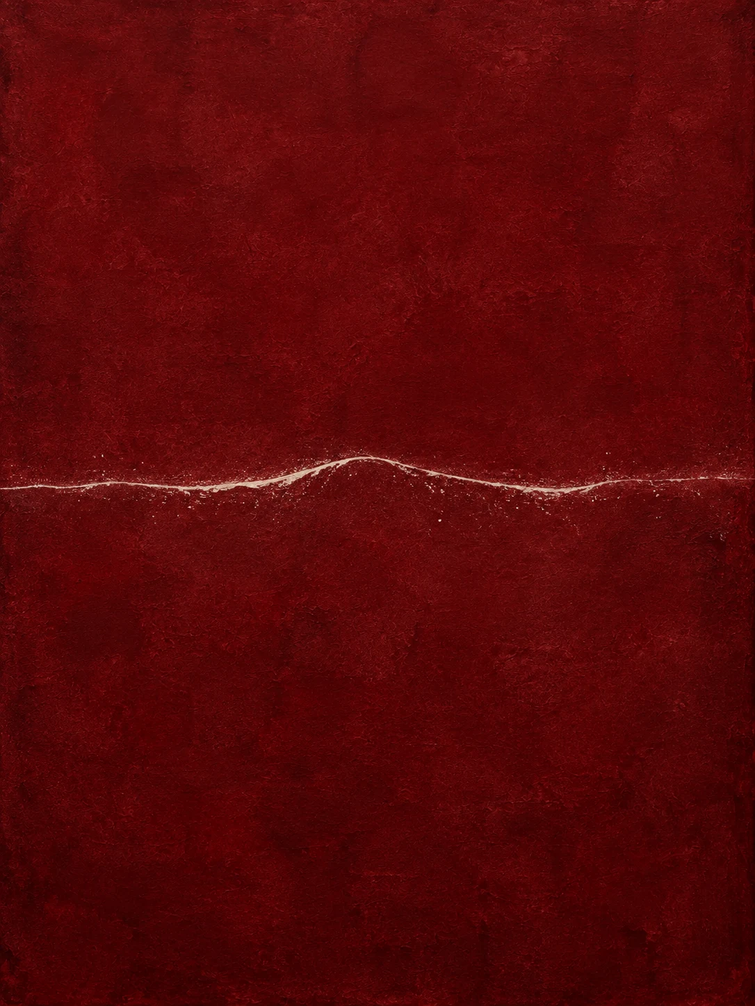 A slow wave line across the middle in burgundy, black; portrait artwork.