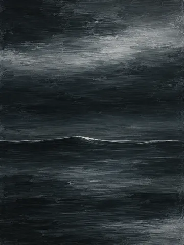 A slow wave line across the middle in black, charcoal, gray; portrait artwork.