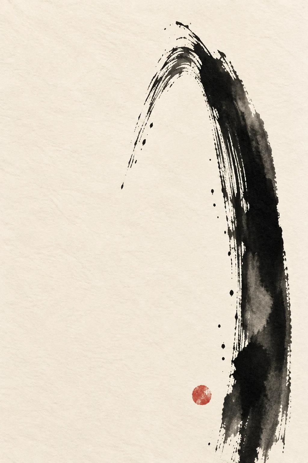 One tall arch pressed into the surface in cream, white, black, stone; portrait artwork.