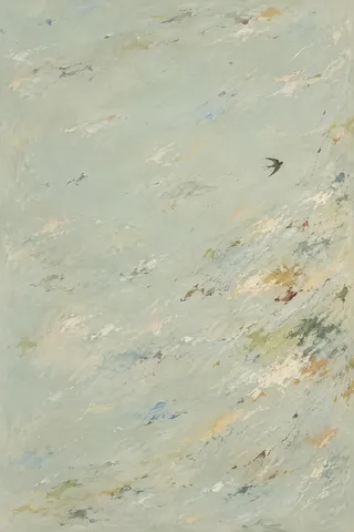 A swallow in flight in stone; portrait artwork.