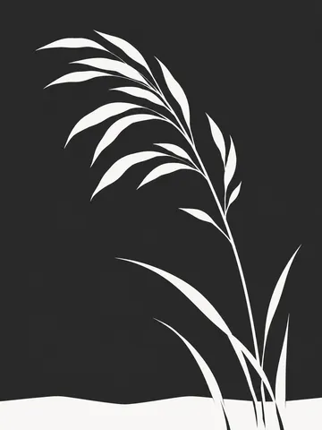 A wild grass plume in black, cream, charcoal; portrait artwork.