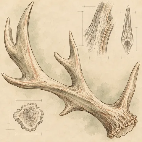 An antler in cream, sand, stone, sage; square artwork.