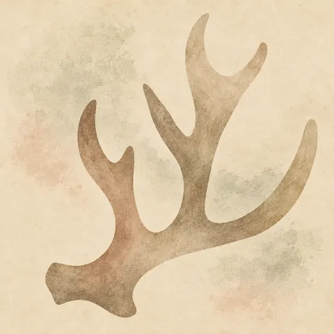 An antler in cream, sand, stone; square artwork.