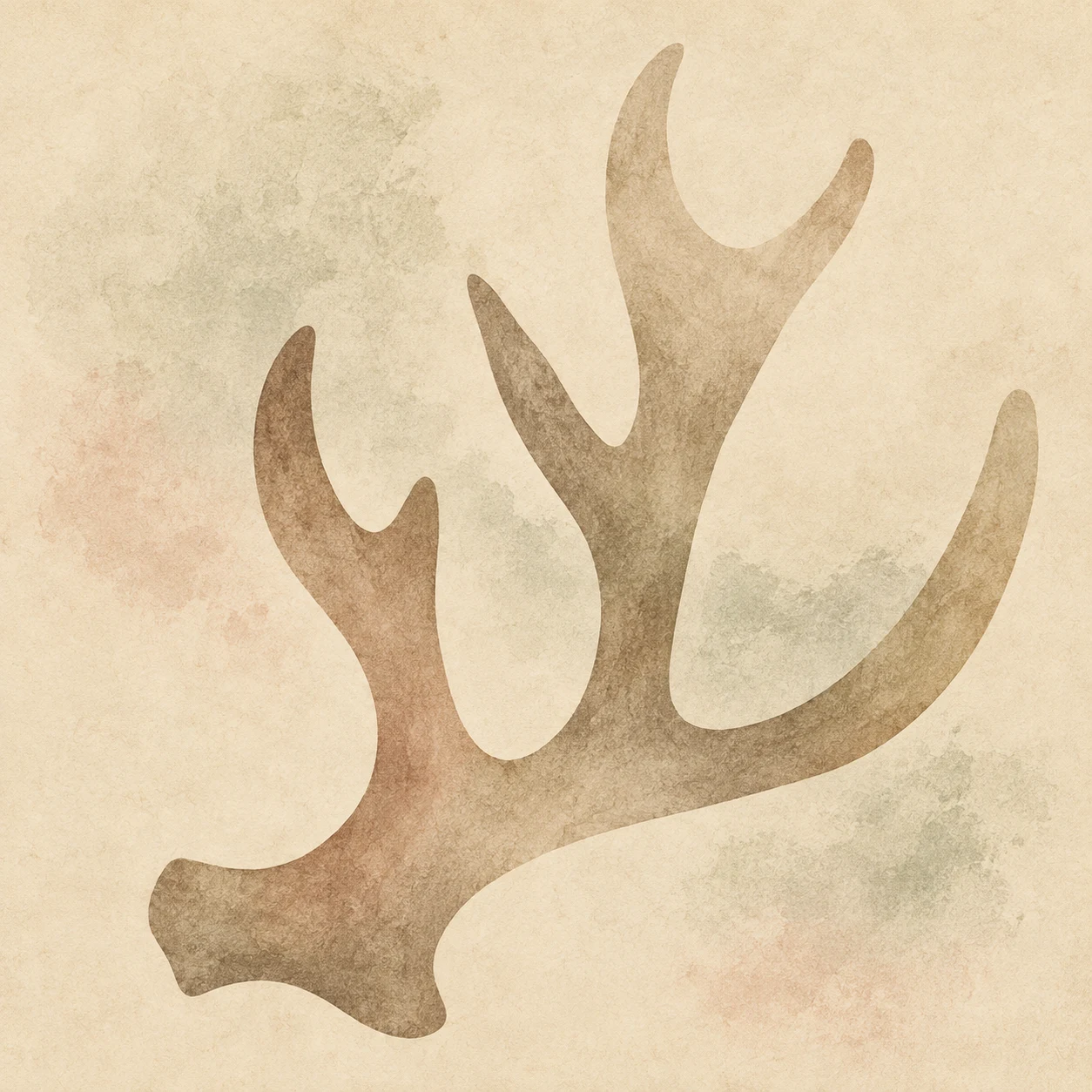 An antler in cream, sand, stone; square artwork.