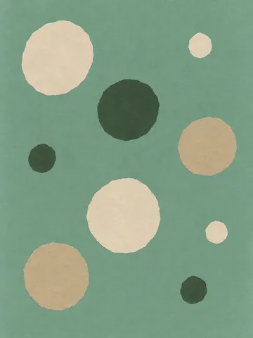 Rows of uneven dots in sage, stone, olive; portrait artwork.