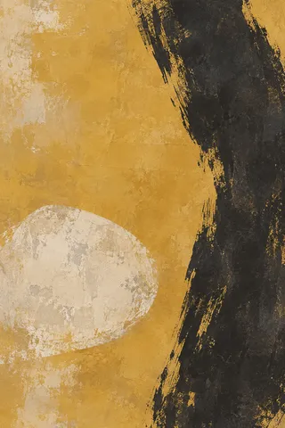 One square floating in an immense field in sand, charcoal, ochre, stone; portrait artwork.