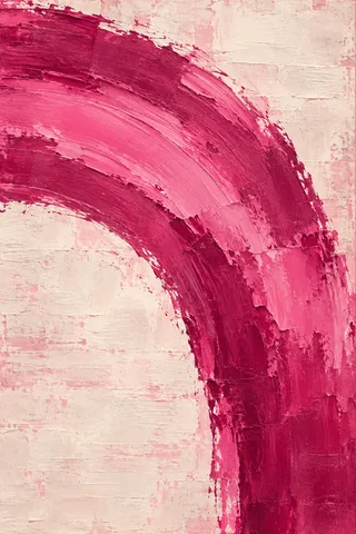 One wide arch pressed into a thick surface in cream, red, pink, blush; portrait artwork.