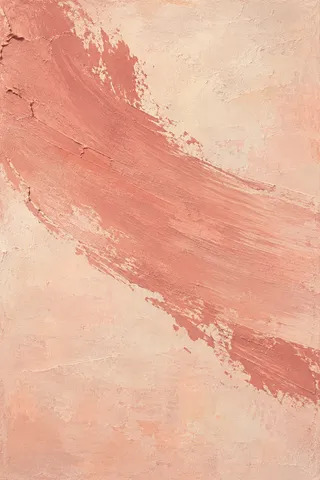 A single colossal brushstroke dragged across the whole field in blush, cream, stone; portrait artwork.