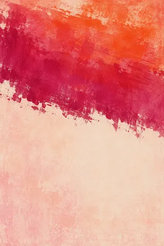 One wide band with a frayed lower edge over an open ground in cream, red, orange, blush; portrait artwork.