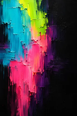 Two pools of color bleeding into one another in black, red, blue, sky blue; portrait artwork.