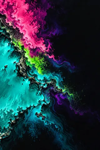 One square floating in an immense field in black, teal, burgundy; portrait artwork.