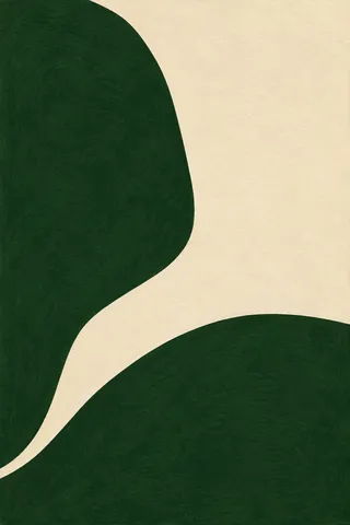 A stepped profile in flat color in forest green, cream, black; portrait artwork.