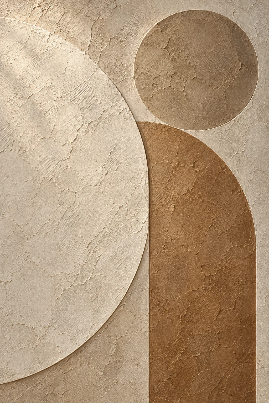 One square rotated a few degrees in stone, sand, taupe, cream; portrait artwork.