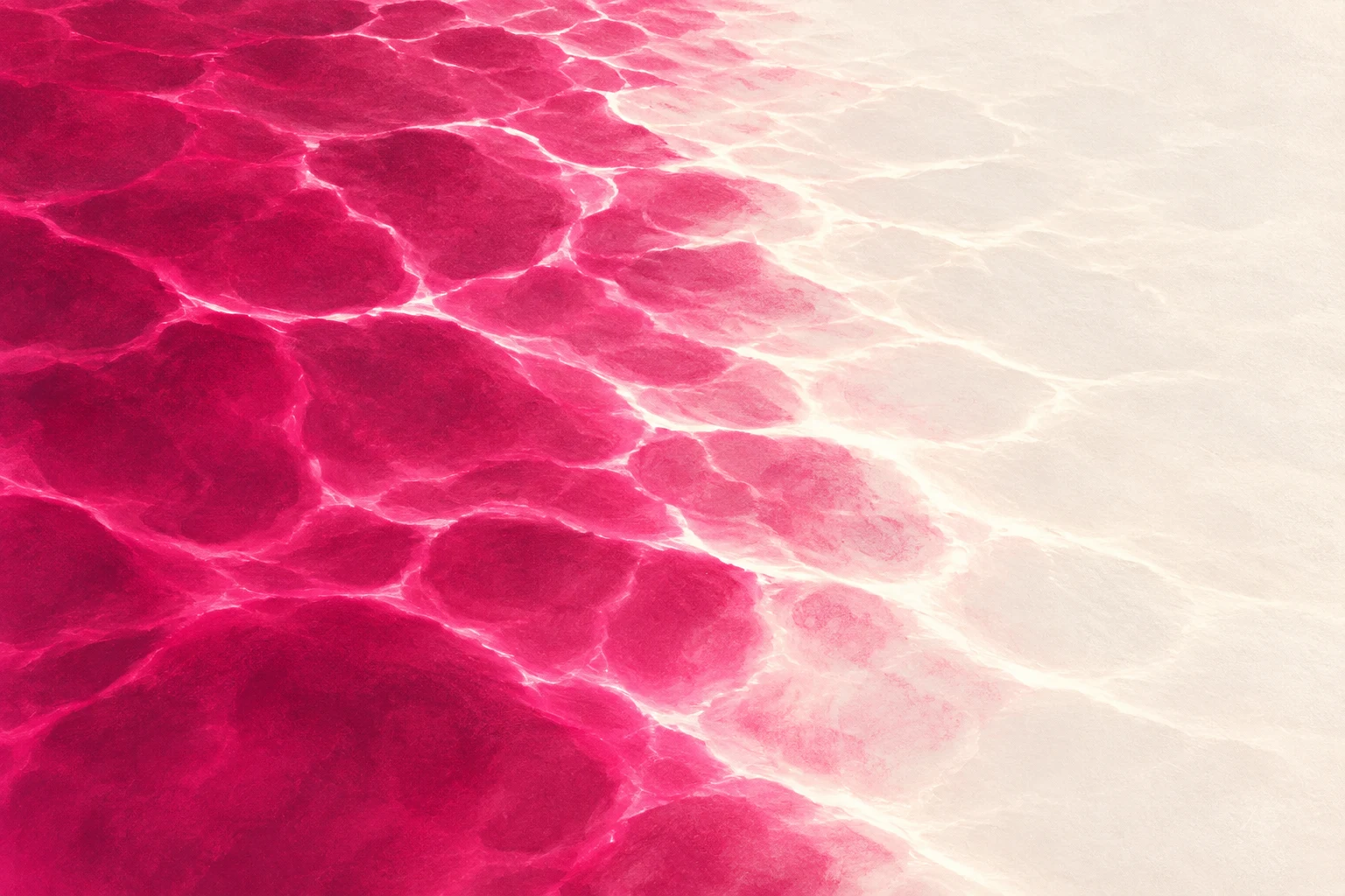 Light patterns moving on a pool floor in red, white, pink, cream; landscape artwork.