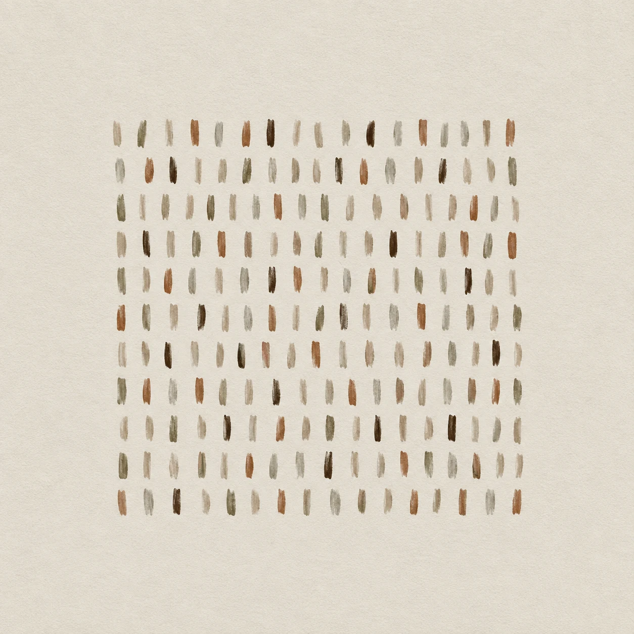A grid of short dashes in cream, stone; square artwork.