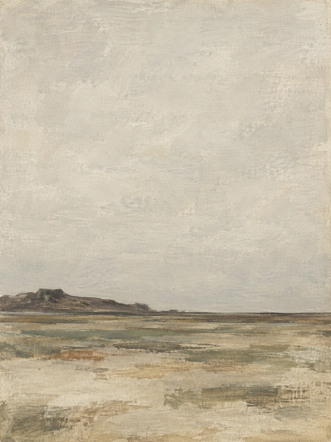 A ridge half erased by weather in stone, cream, sand, taupe; portrait artwork.