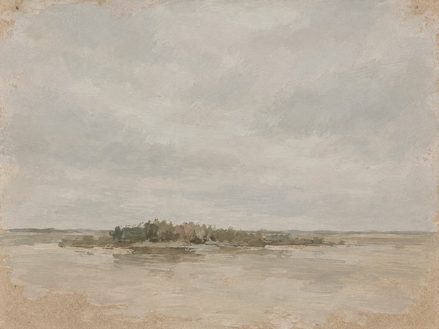 A bank of reeds and nothing else in stone, sand, gray; landscape artwork.