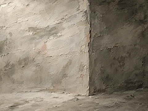 Two planes meeting at a soft seam in stone, brown, gray, sand; landscape artwork.