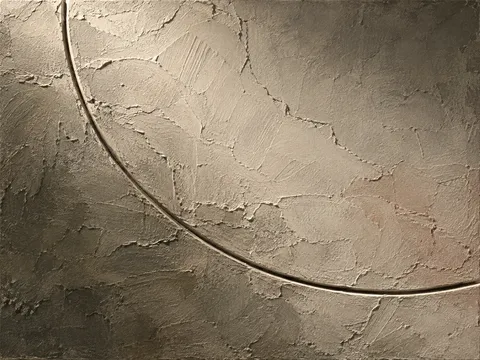 A single deep score line in sage, sand, gray, brown; landscape artwork.