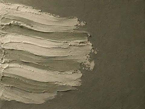 A band of dragged pigment in brown, sage, sand, olive; landscape artwork.