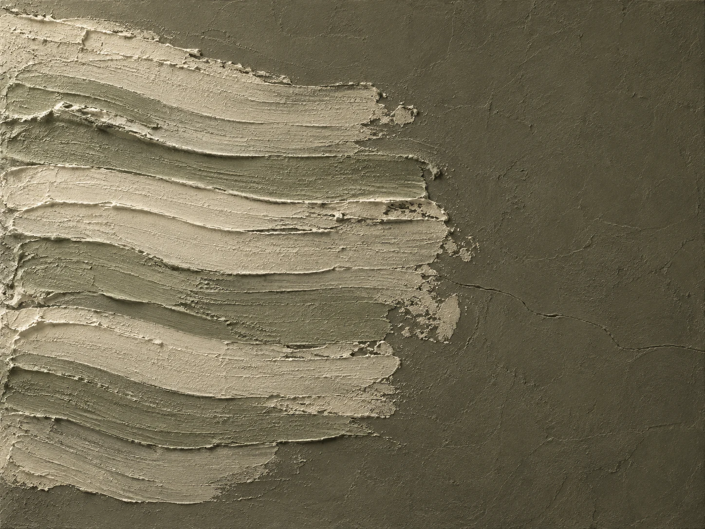 A band of dragged pigment in brown, sage, sand, olive; landscape artwork.