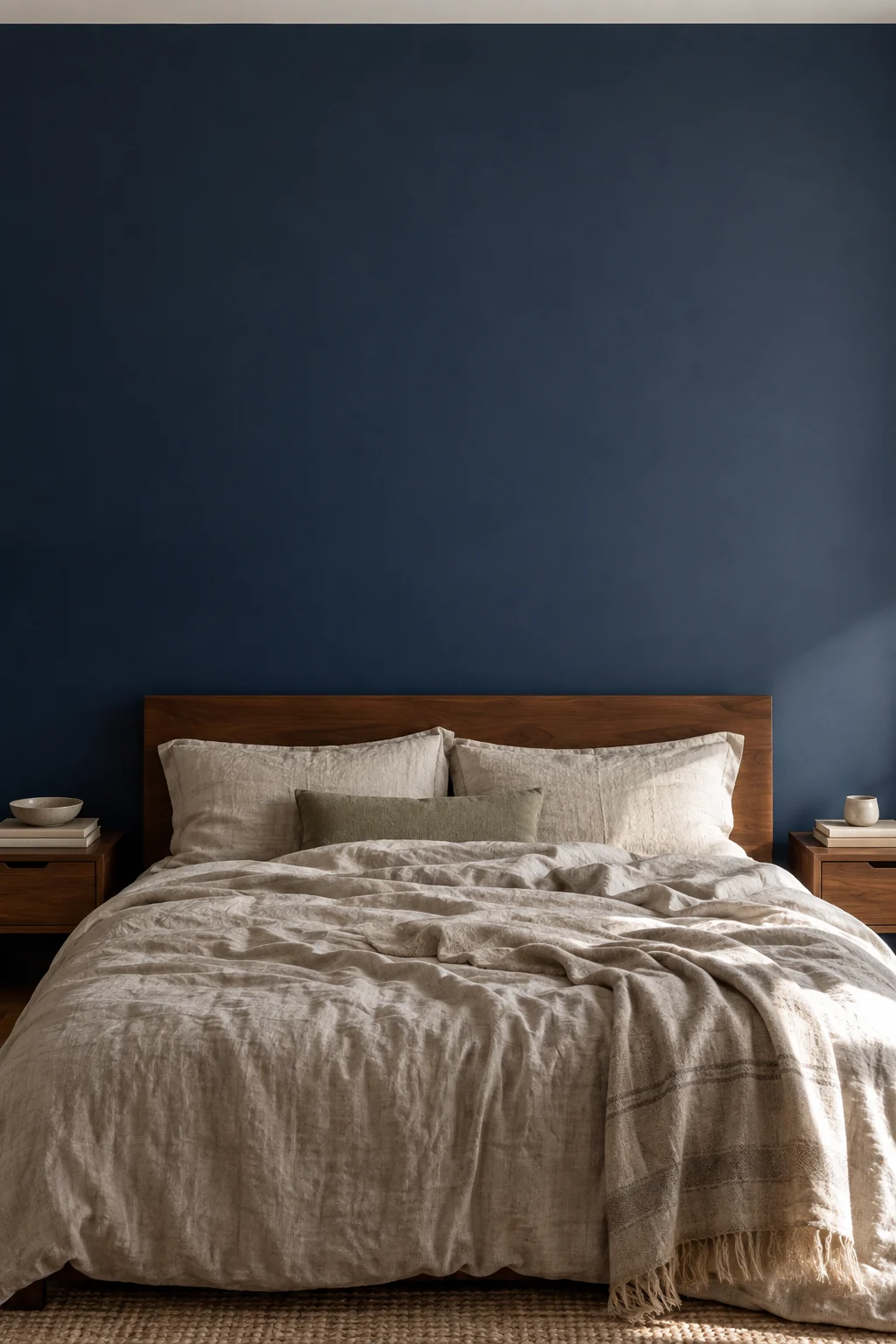 Indigo linen bedroom