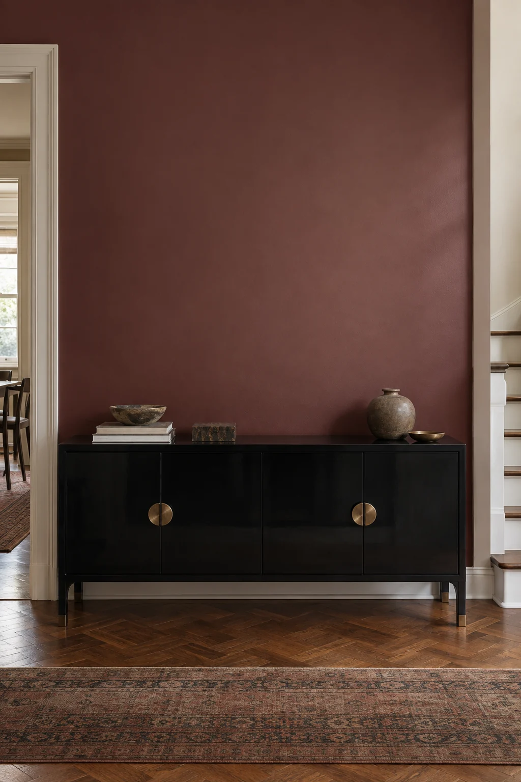 Burgundy console hall