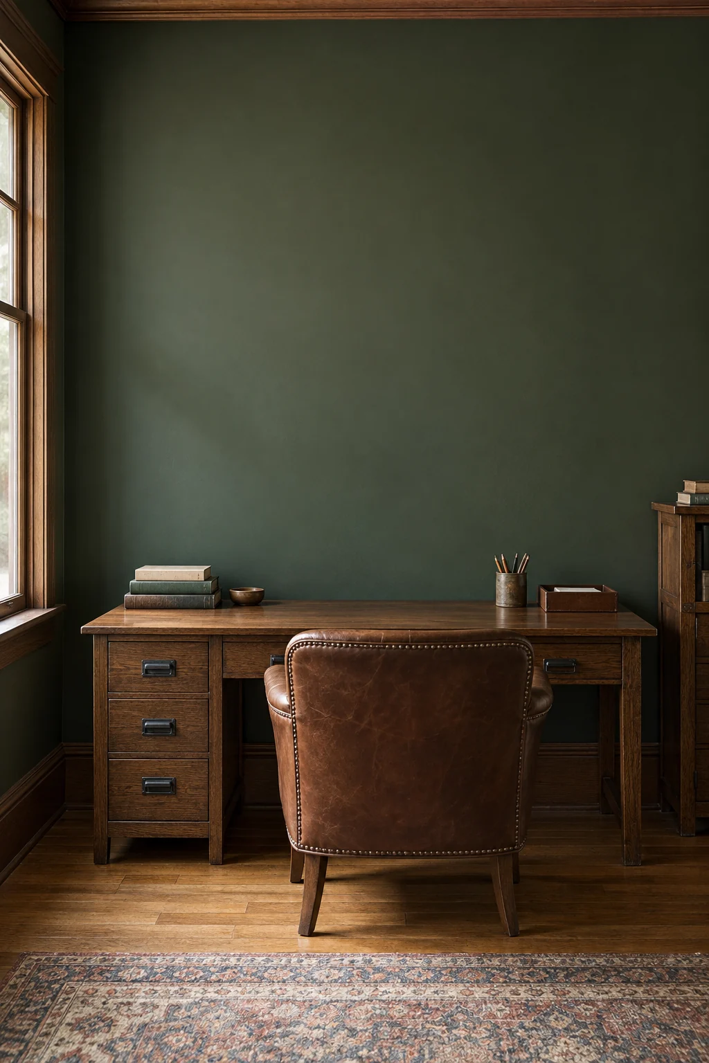 Forest green library desk